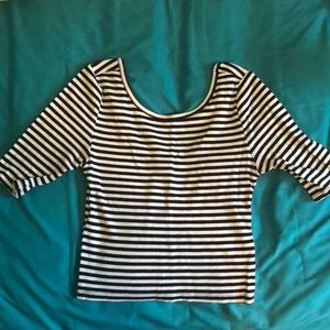 Black and White Striped Crop Top